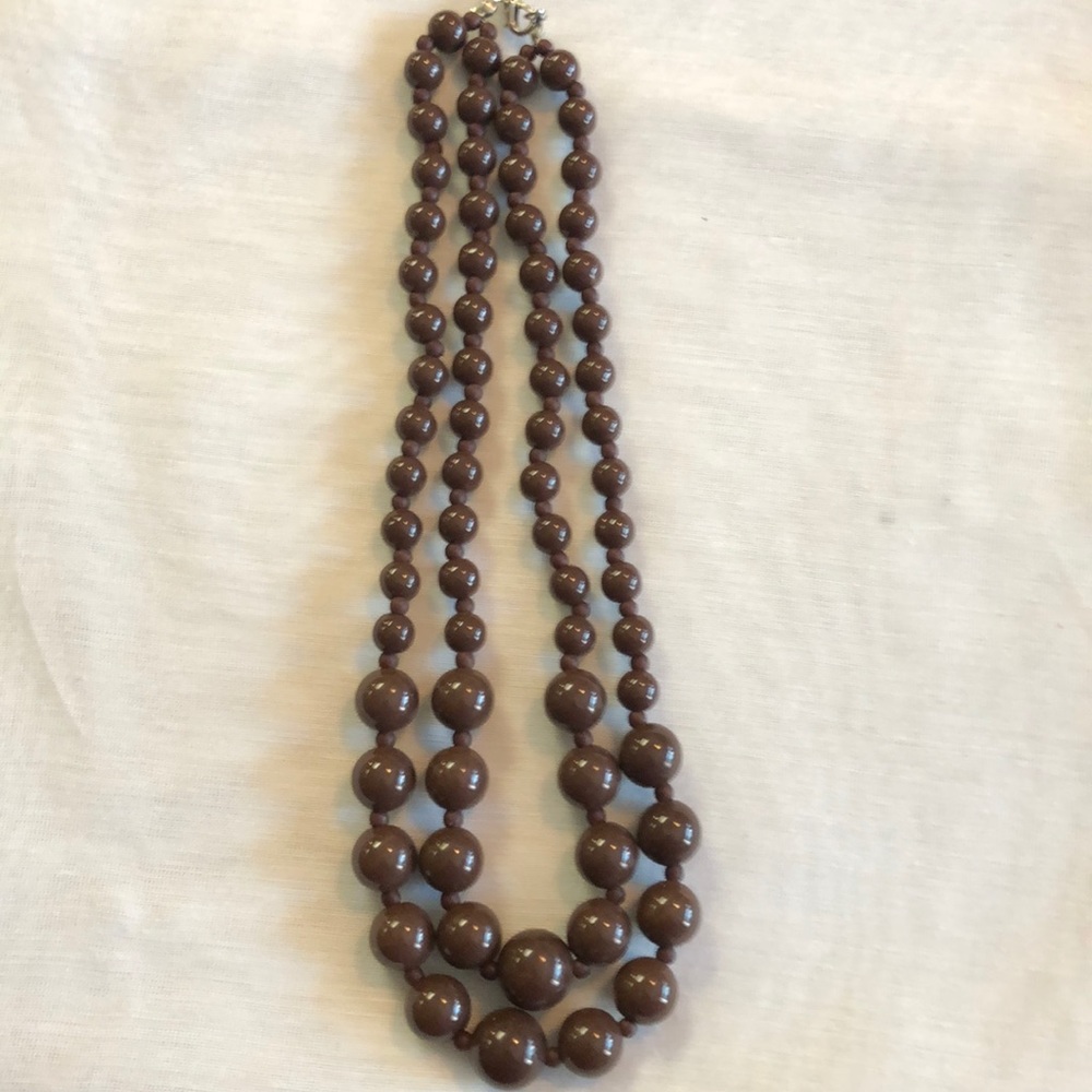 Brown bead necklace. 15 inch choker.